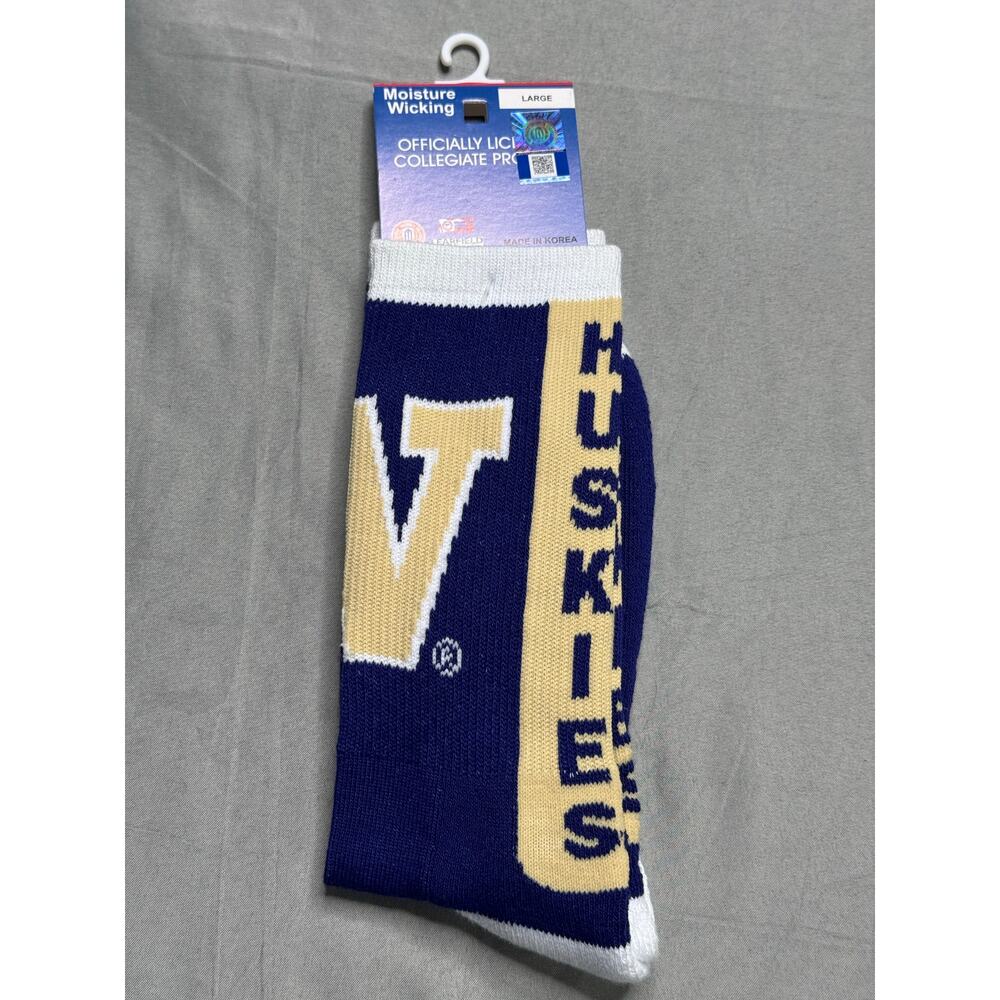 Washington Huskies NCAA Purple Crew Socks - Large Size 10-13 NWT